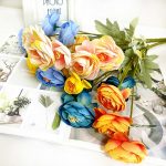 1pcs simulation flower four dew lotus simulation bouquet wedding props home decoration artificial fake flower simulation plant
