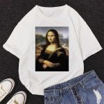 2021 New summer Mona Lisa Printting T Shirts Women aesthetics Tshirts Casual Short Sleeves Tops t-shirt Female Clothing