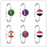 Iraq,Yemen,Nepal,Bangladesh,Maldives,Lebanon National Flag Bracelet 18mm Glass Cabochon Chain Bangle For Women Men Gift
